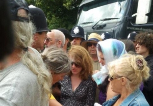 Balcombe residents protest against fracking in the village